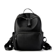Zaino in vera pelle, borsa casual per la scuola, borsa da viaggio, nero