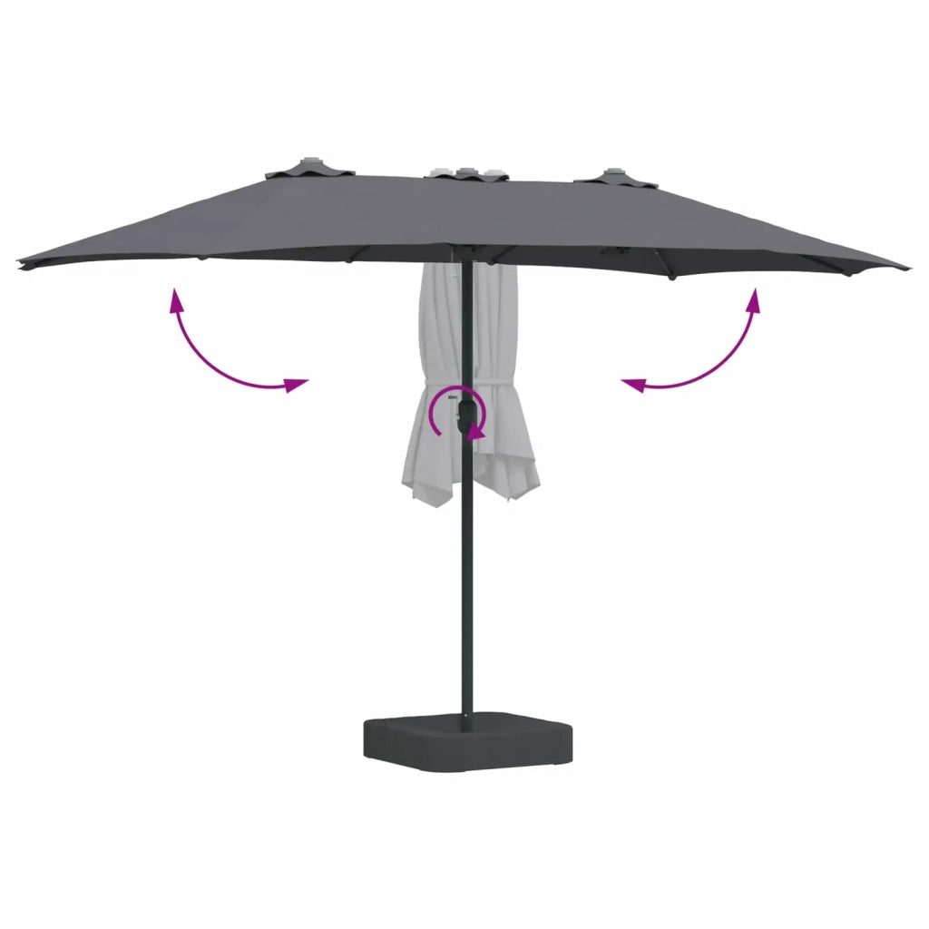 Ombrello da giardino-Ombrellone da spiaggia Antracite 385 x 209 x 244 cm Poliestere