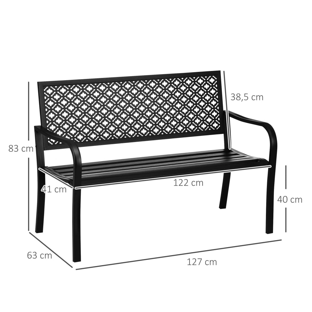 Panchina da Giardino 2 Posti ¨C Zephmum ¨C Acciaio Nero 127x63x83 cm