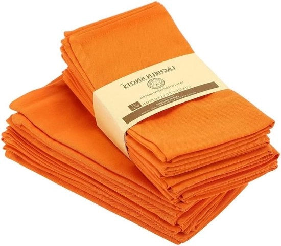 Serviette in tessuto di cotone riutilizzabile da 45 cm x 45 cm - decorazione da tavola lavabile per feste, casa, cucina, sala da pranzo, caffè, ristorante in arancione