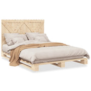 Letto matrimoniale | Letto per adulti | Giroletto con Testiera 160x200 cm in Legno Massello di Pino