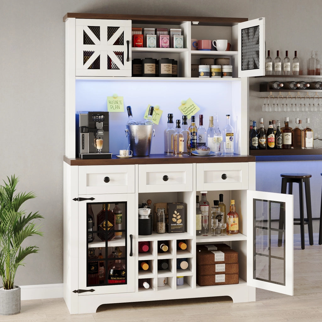 ARMADIO ALTO 120x40x180 cm Bianco MDF e Vetro con LED