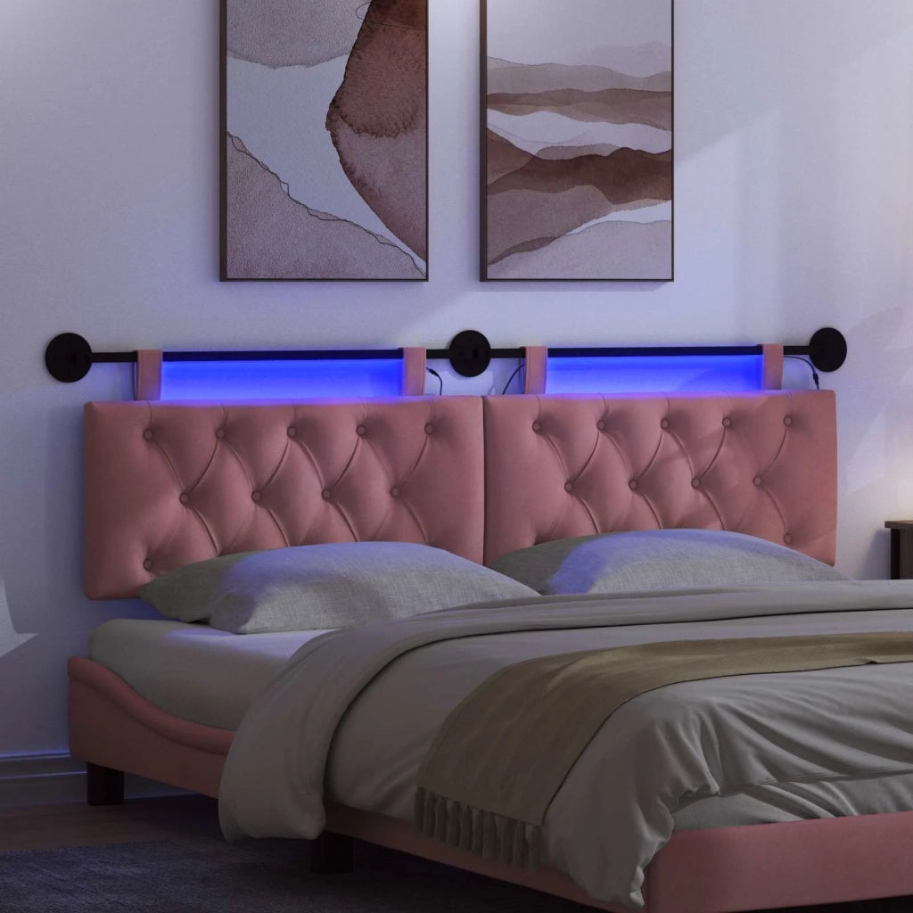 Testiera sospesa Con luce LED Rosa Velluto
