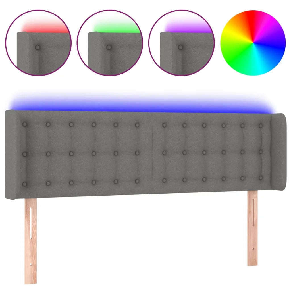 Testiera a LED Grigio Scuro 147x16x78/88 cm in Tessuto 3123669