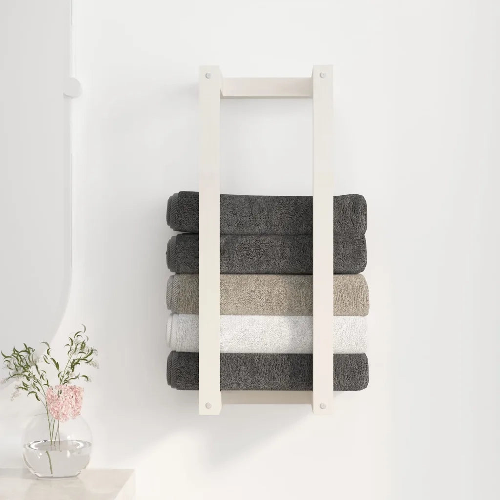 Portasciugamani Bianco 23x18x60 cm in Legno Massello di Pino cod mxl 40097