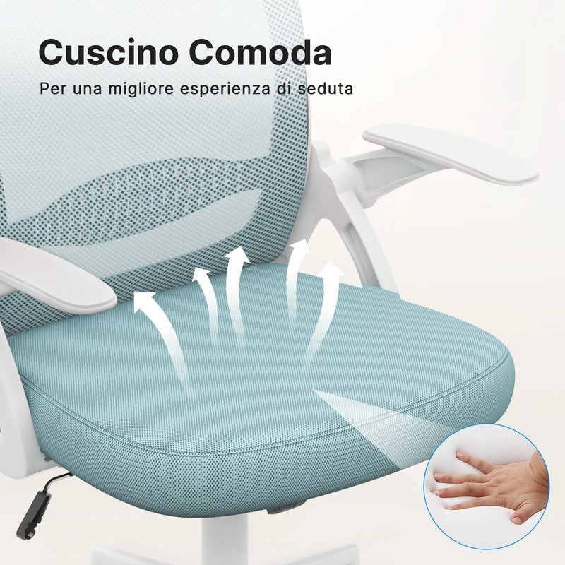 Sedia Ufficio con Supporto Lombare - RATTANTREE - Sedia Ufficio da Scrivania ergonomica Braccioli 90¡ã Regolabile - Blu