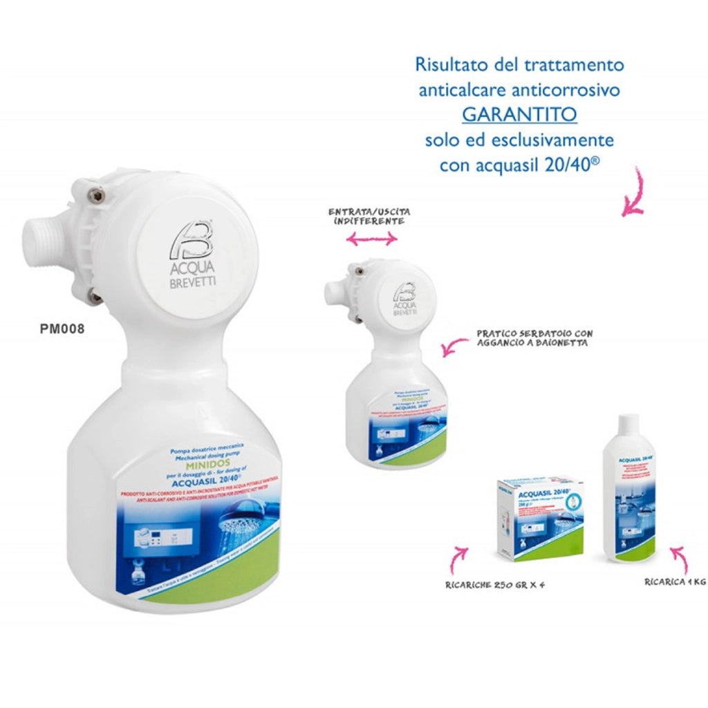 Acquabrevetti Minidos Da 1/2 Pm008 Pompa Dosatrice Volumetrica Meccanica Proporzionale Per Il Dosaggio Di Acquasil 20/40