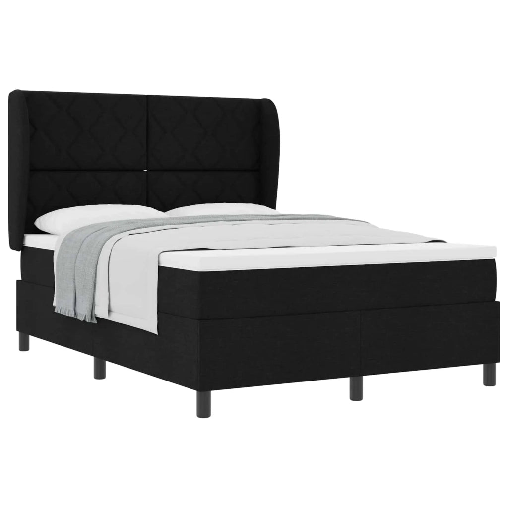 Letto a molle con materasso Nero 140 x 200 cm Tessuto 3340629