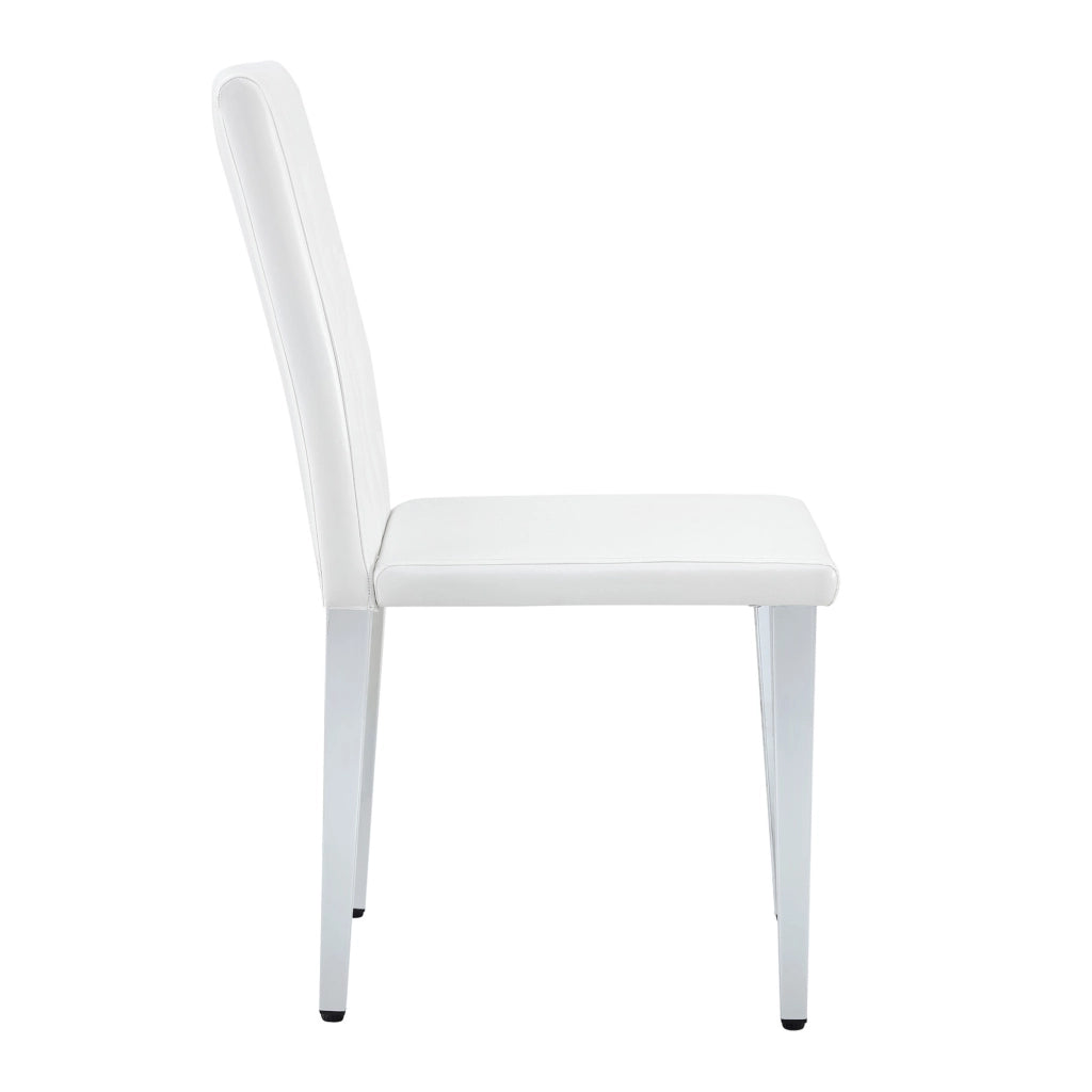 Set di 4 sedie da pranzo bianche e argento in PU