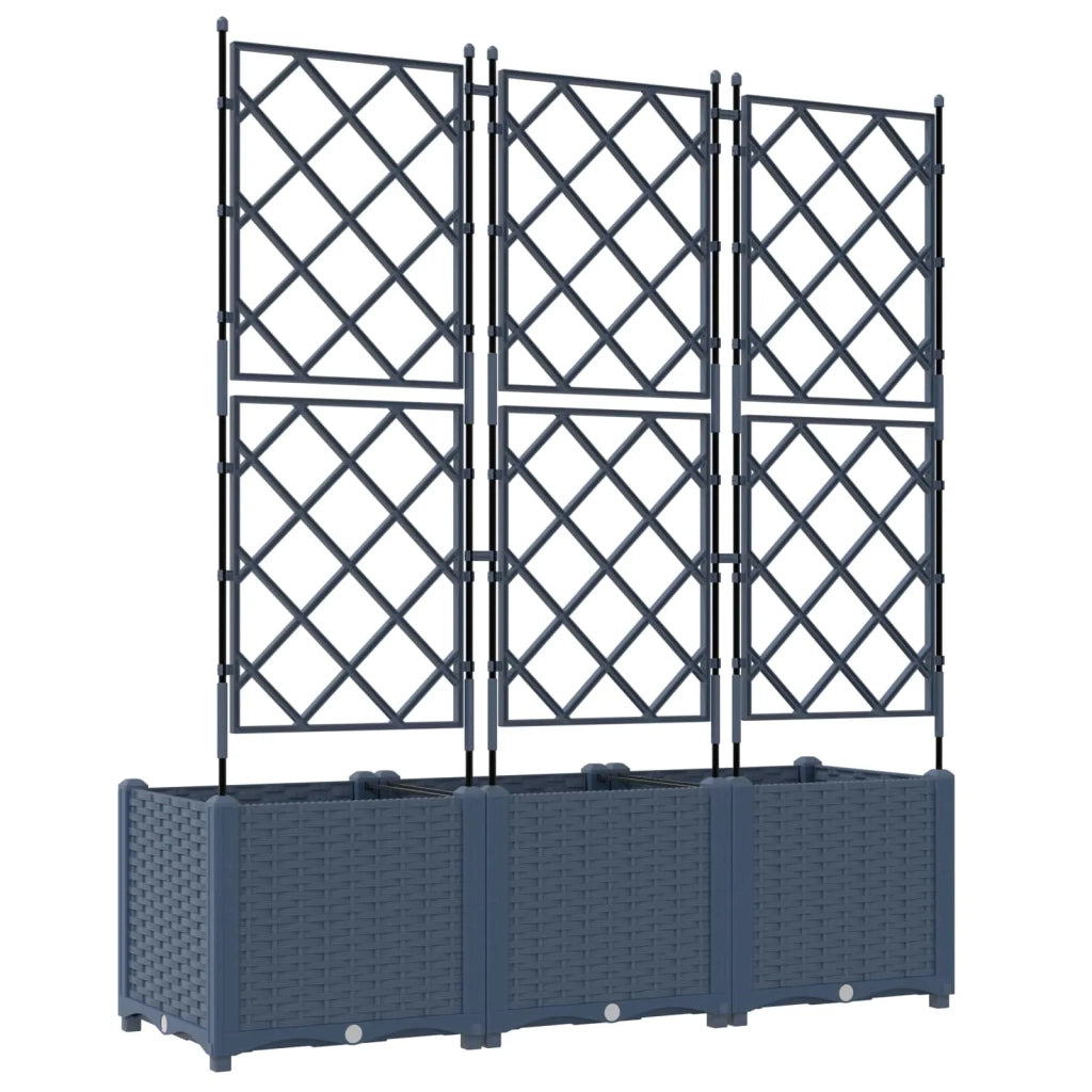 Fioriere | Cassetta per fiori | Vaso da giardino 3 pz Grigio 120 x 40 x 143 cm Plastica