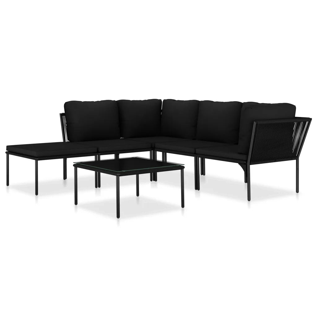 Set Divani da Giardino 6 pz con Cuscini Neri in PVC 48589