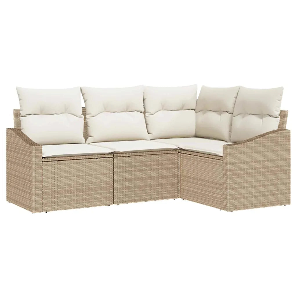 Set Divano da Giardino 4 pcs Beige e Bianco polyrattan 3355370