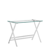 Scrivania in vetro trasparente con bordi arrotondati - per studio - 110×55×76 cm