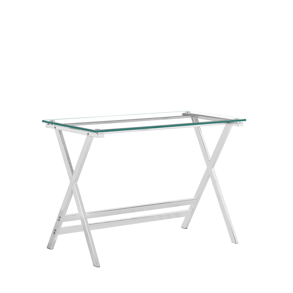Scrivania in vetro trasparente con bordi arrotondati - per studio - 110×55×76 cm