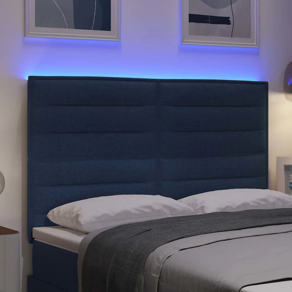 Testiera LED con strisce LED con testiera Blu 160 cm Tessuto 3338299