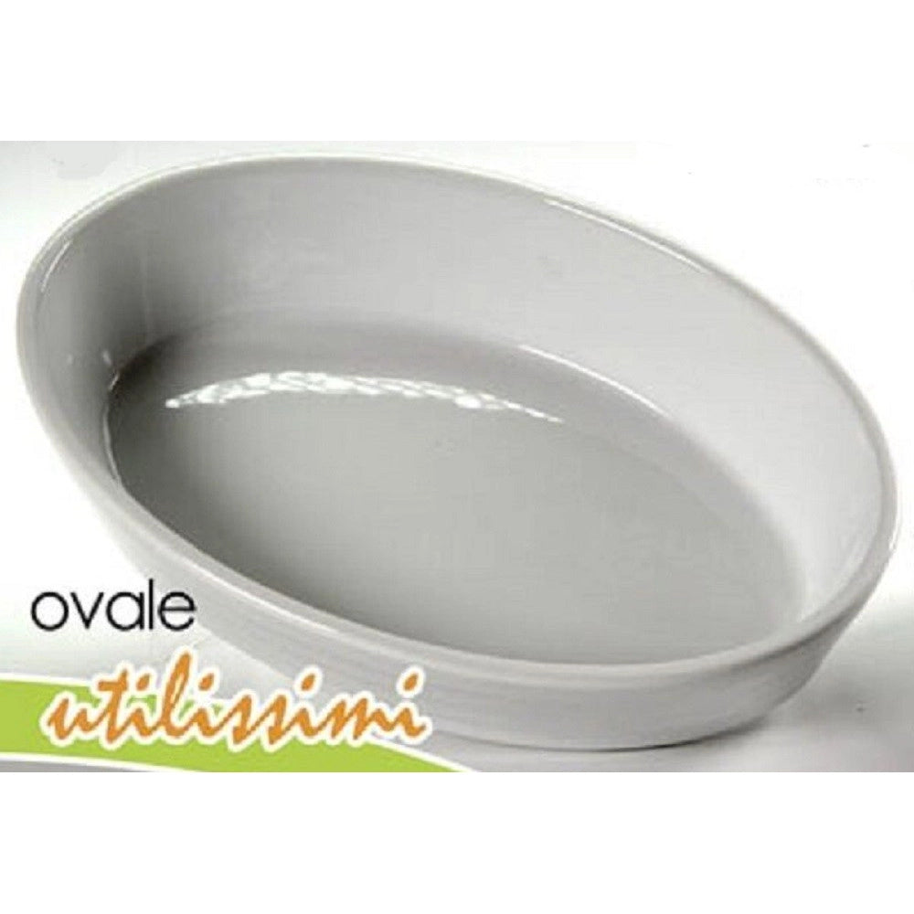 Trade Shop - Pirofila Ovale Bianca Teglia Forno Lasagnera 30,5x21,5x6 Cm In Porcellana 646751 -