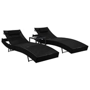 Lettini Prendisole 2 pz e Tavolo in Polyrattan e Textilene Nero cod mxl 27911