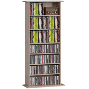 Libreria per CD e DVD con 8 Ripiani Aggiustabili ¨C Minimal ¨C 58x24x126 cm Legno Naturale