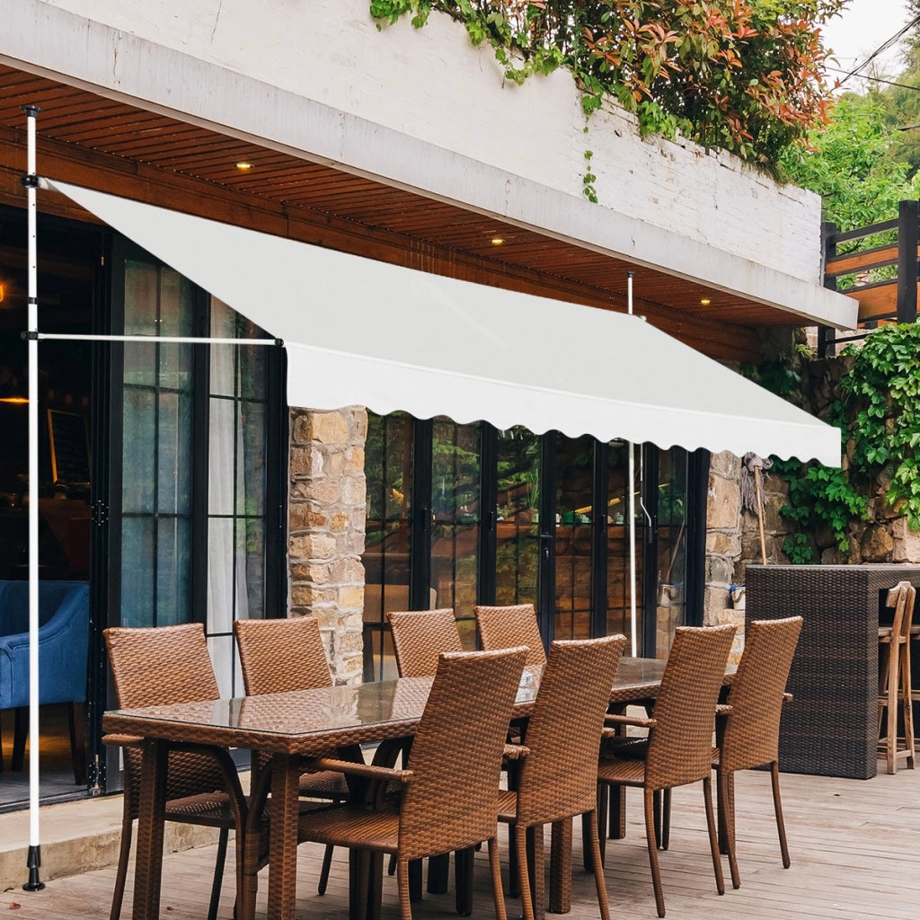 Tenda da sole telescopica e retrattile, Tenda parasole resistente ai raggi UV impermeabile 395 x 120 cm Beige-Tende parasole