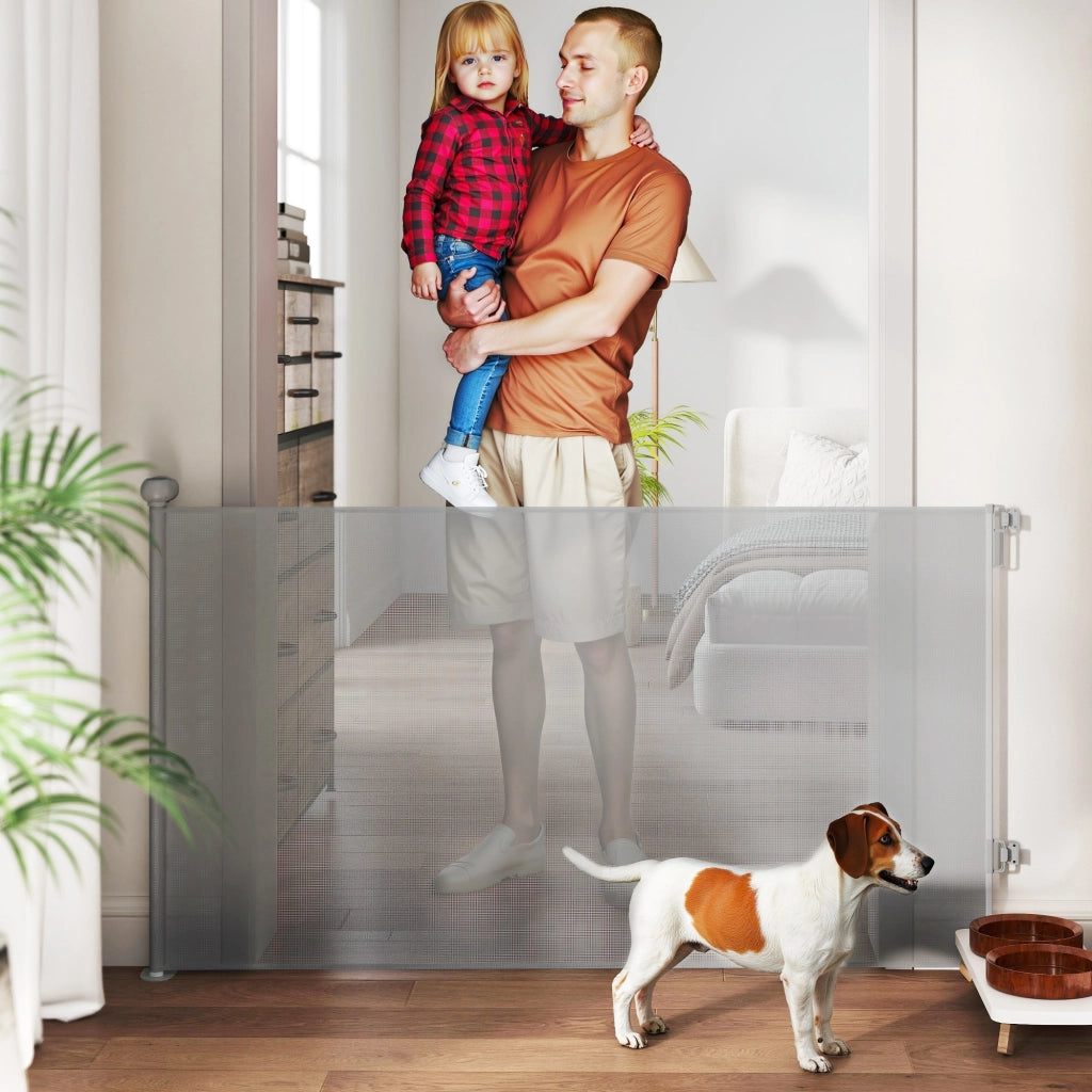 Barriera per cani retrattile 0-140 cm ¨C zephmum ¨C grigio