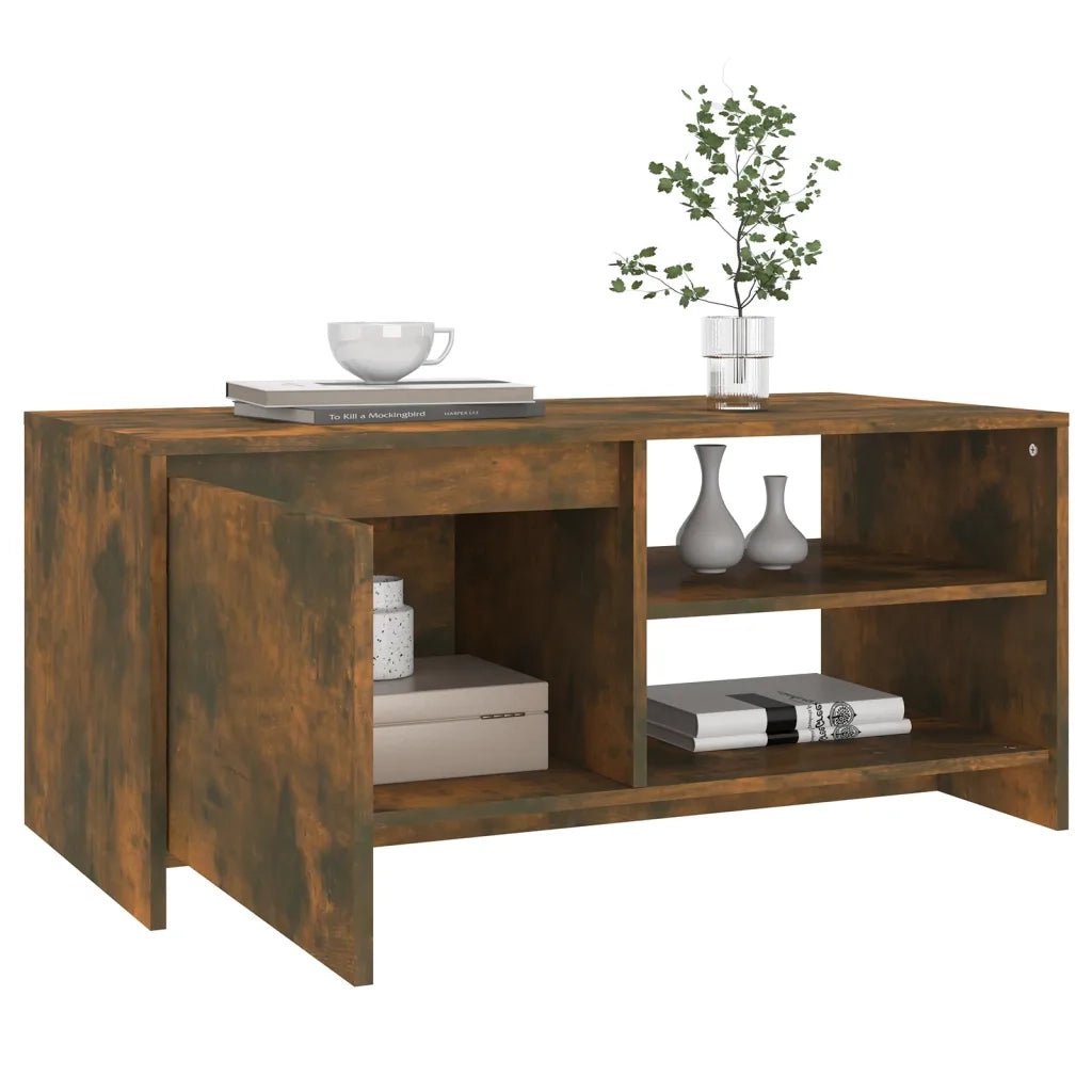 Tavolino da Salotto Rovere Fumo 102x50x45 cm Legno Multistrato 813032