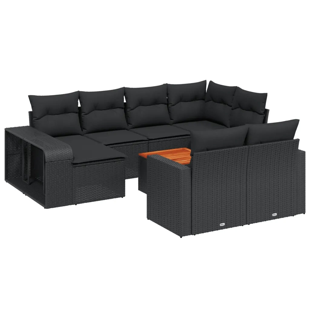 Set Divani da Giardino 11 pz con Cuscini in Polyrattan Nero 3228915