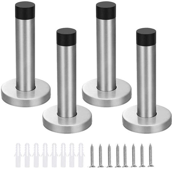 Stopper per Porta in Acciaio Inossidabile - Montaggio a Parete - 90 mm di Lunghezza