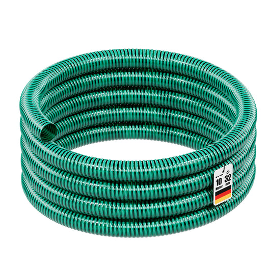 Tubo spiralato per aspirazione, verde, da 10 m Ø 32mm (1 1/4"), per pompe - Made in Europe