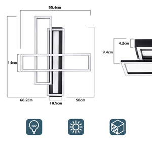 ZMH Lampada da soffitto LED 54W nera dimmerabile con telecomando design per camera letto cucina