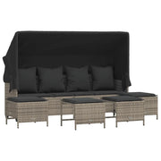 Set Divano da Giardino 5 pz | Set Salotto da Giardino con Cuscini Grigio in Polyrattan
