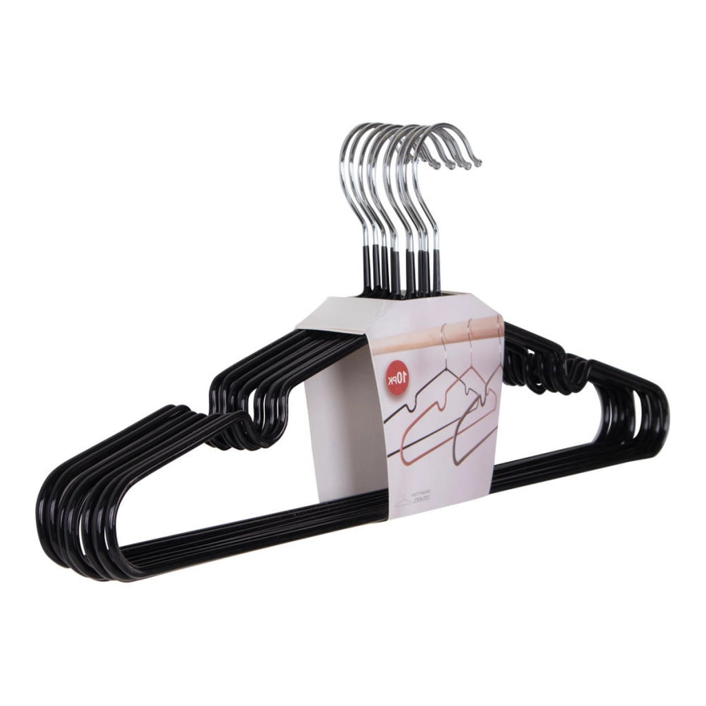 Set di 10 Grucce Massa, Nero, Metallo, 4x41x18 cm
