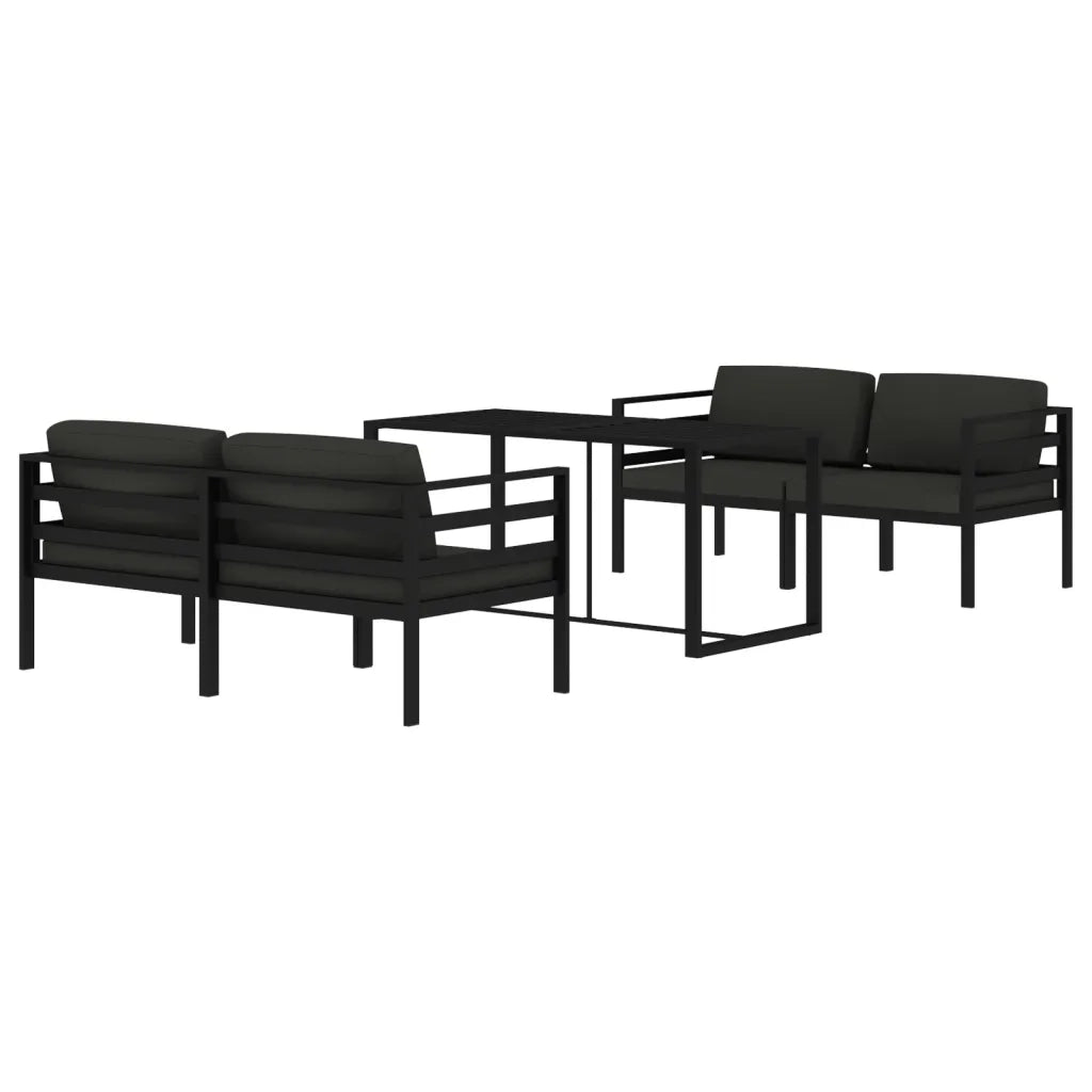 Set Divani da Giardino 5 pz con Cuscini in Alluminio Antracite 3115924