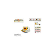 Trade Shop - Set 6 Tazzine Da Caffè Te Con Piattini Decorazione Floreale Arredo Cucina Casa -
