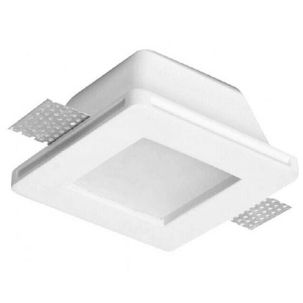 Trade Shop - Portafaretto Incasso Gesso Con Vetrino Scomparsa Quadrato Supporto Faretti Gs-02 -