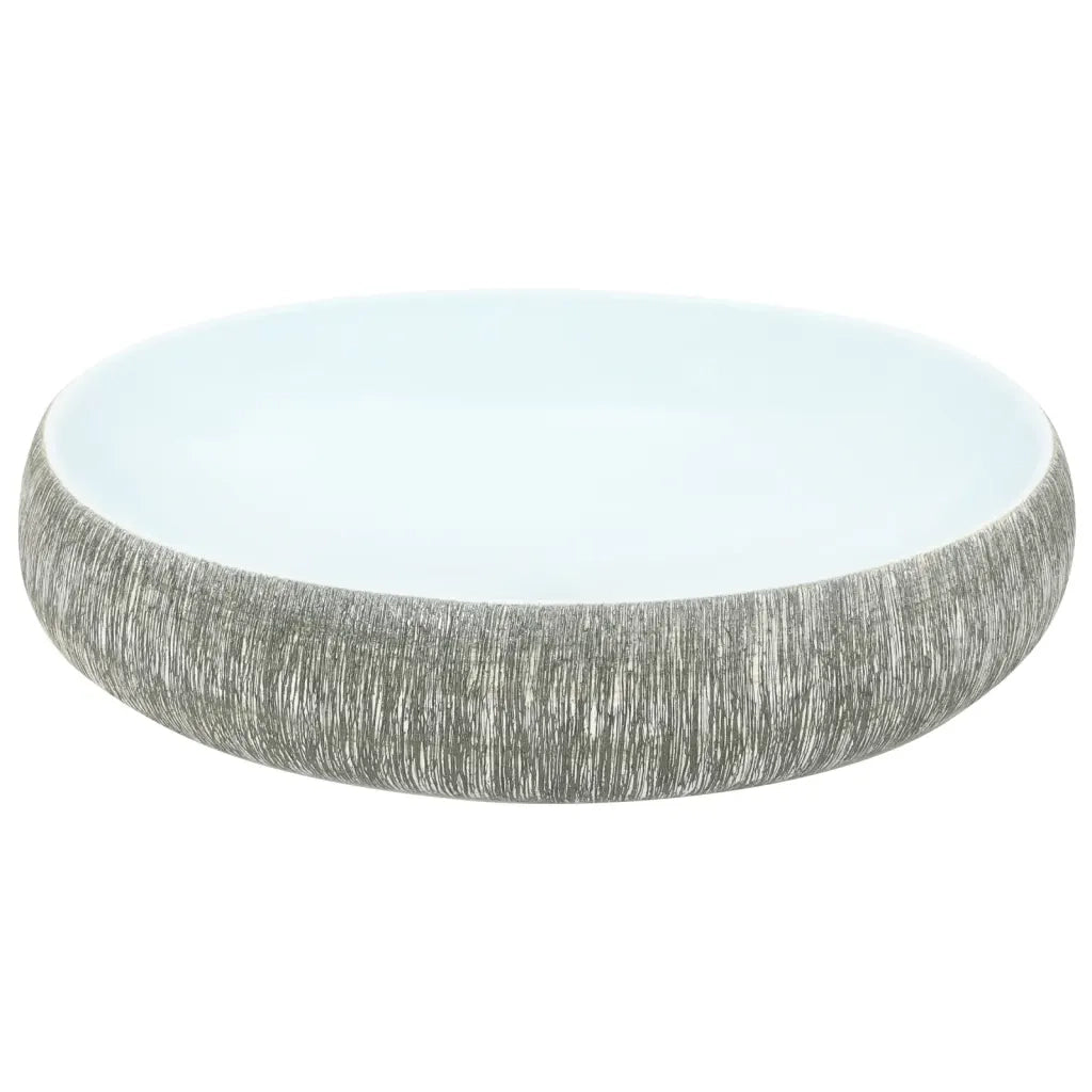 Lavabo da Appoggio Grigio e Blu Ovale 59x40x15 cm Ceramica 155093