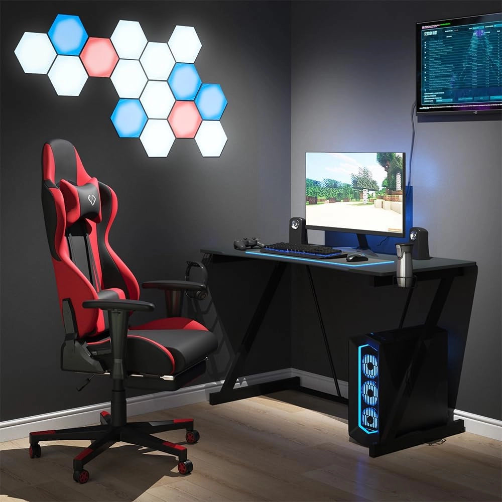 Tavolo da gioco Hudson, Antracite, 120 x 60 cm, con gestione dei cavi e supporto laterale