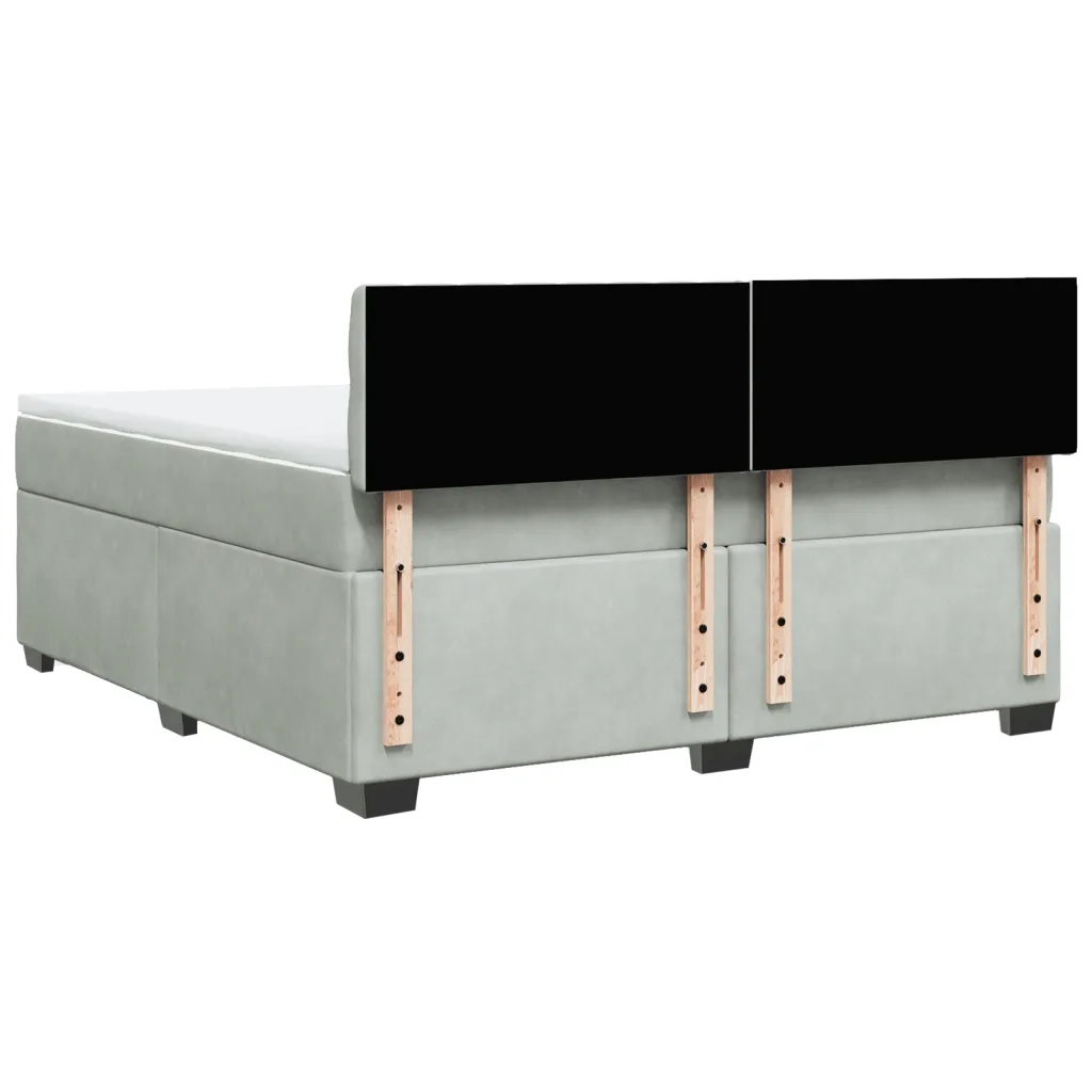 Giroletto a Molle con Materasso Grigio Chiaro 180x200cm Velluto