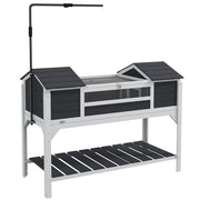 Casetta per tartarughe con 2 nicchie e lampada regolabile ¨C zephmum ¨C legno massello 122x56.5x93 cm grigio