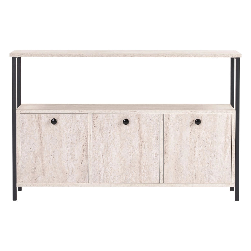 Madia Noda, Credenza 2 Ripiani, 120x30x77h cm Bianco Marmo