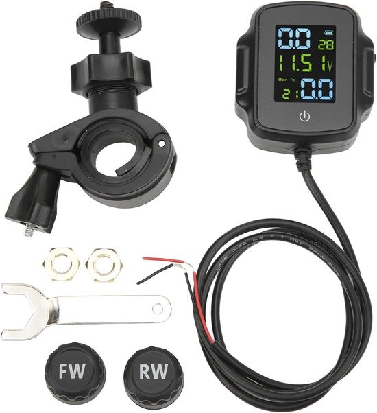 Sistema di Monitoraggio della Pressione Gomma TPMS Resistenente alle Intemperie per Motocicletta con Ricarica USB e Sensori Esterni