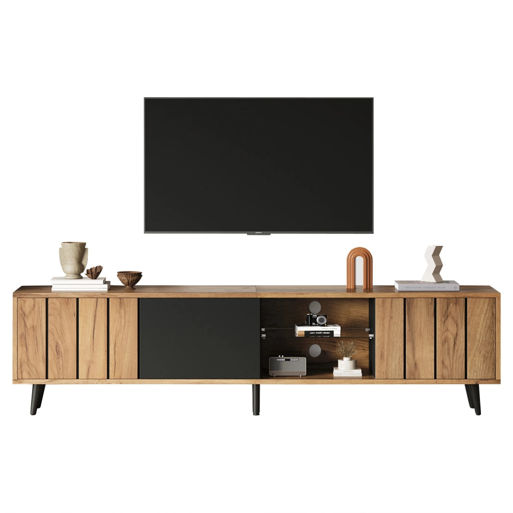 Mobile TV con 3 ante e 3 vani; per soggiorno; in truciolare e vetro temperato; 175×31.5×45 cm