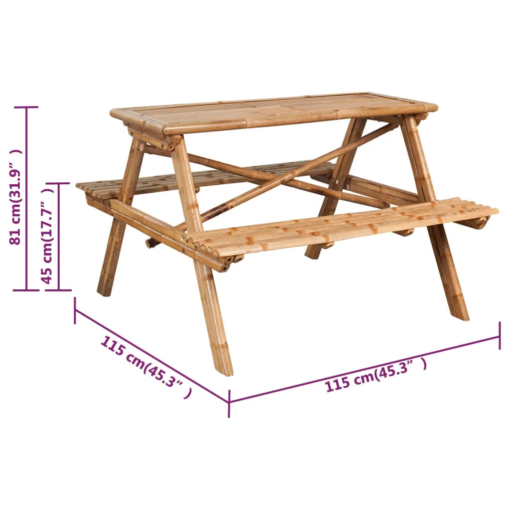 Tavolo da Picnic 115x115x81 cm in Bambù 341754