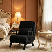 Poltrona letto 65x78x75 cm trasformabile 3 in 1 in lino nera