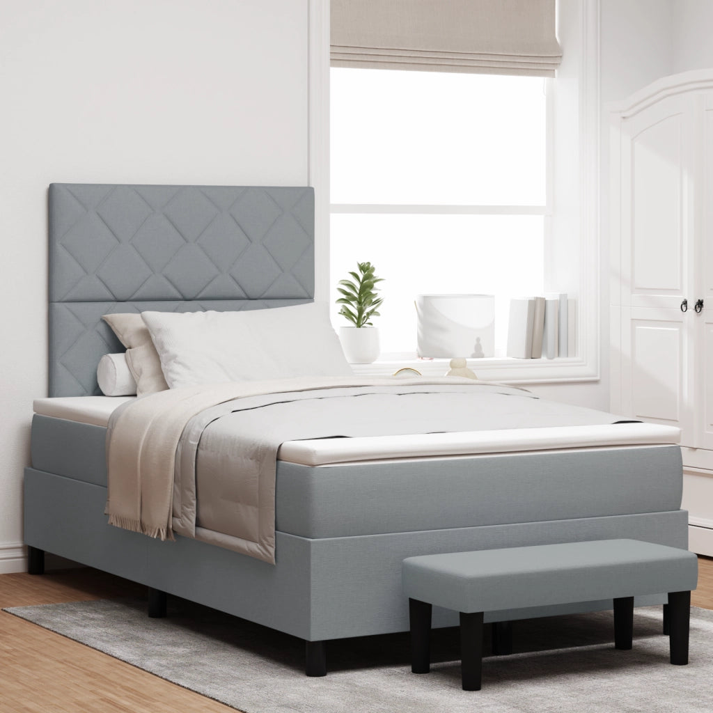 Letto a Molle con Materasso e Panchina Grigio Chiaro 120x200 cm Tessuto