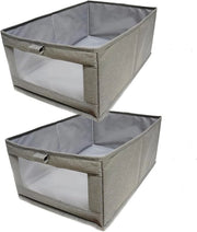 Organizzatore per abbigliamento, 40 x 27 cm, armadio per abiti, cassetti per abbigliamento con maniglie, scatole per conservazione di tessuti con maniglie, per abbigliamento, libri, giocattoli (grigio)