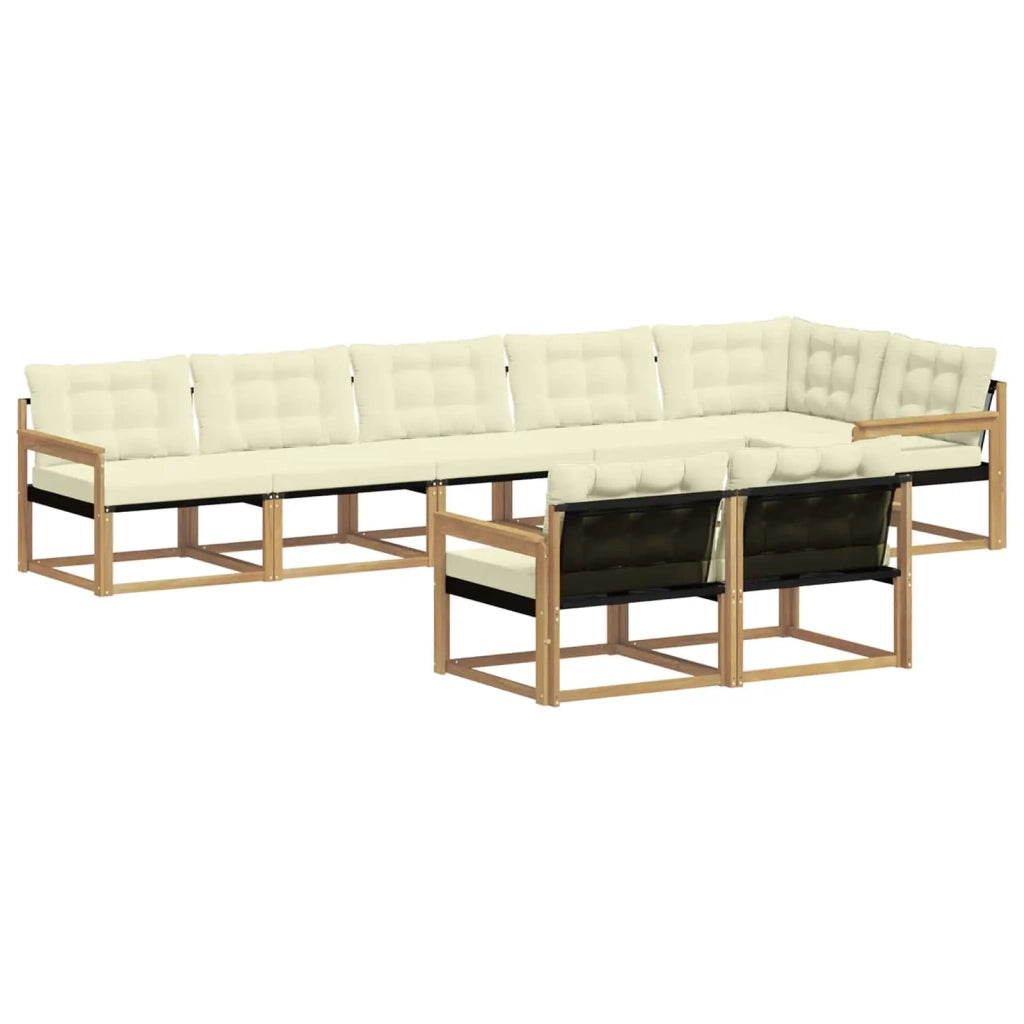 Set di divani da esterno 8 pz Bianco e Crema 3388796