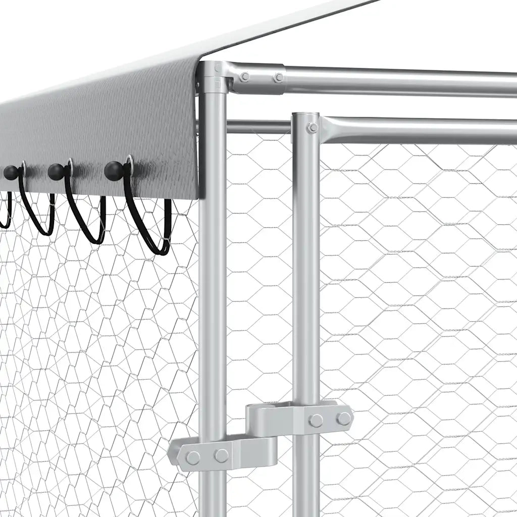 Cuccia Cani da Esterno Tetto Argento 3x6x2,5 m Acciaio Zincato 3190488