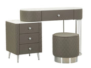 TOELETTA SHARON GRIGIA C/PUFF GAMBE ARGENTO CM 120X40X75 (MISURA PUFF Ø36X39)
