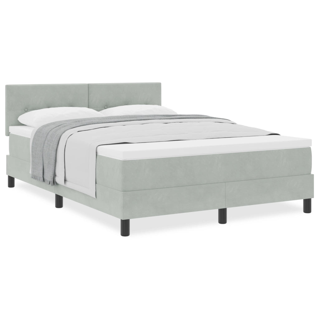 Letto a Box con Materasso  Grigio Chiaro 140x190 cm in Velluto