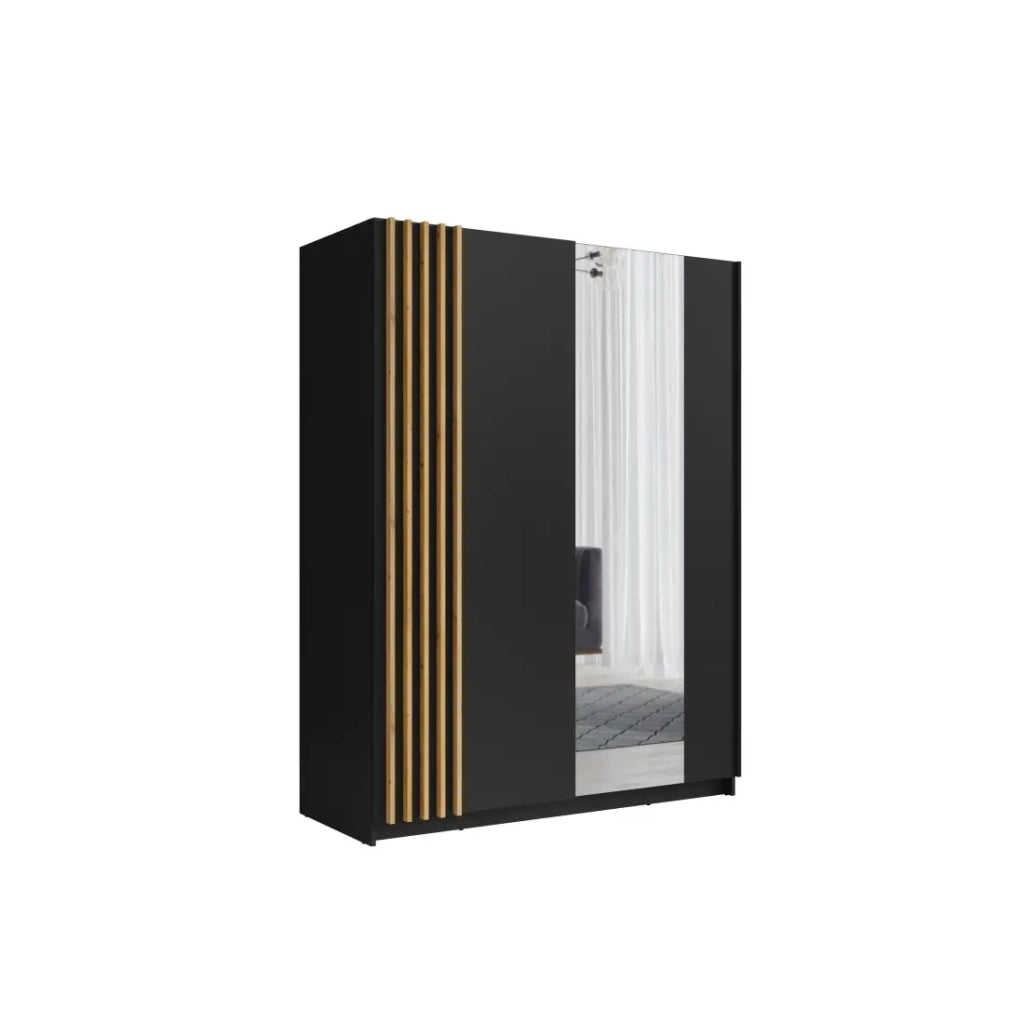 Armadio con 2 porte scorrevoli 150 cm - nero e rovere - Collezione VARIA